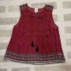 Knox Rose Red Paisley Sleeveless Top Size XXL